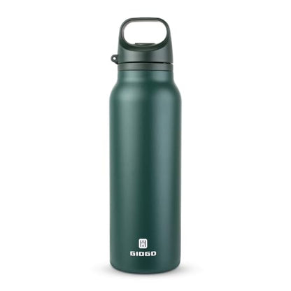Insulated Thermo Water Bottle with Handle 20oz Stainless Steel Water Bottle Metal Water Flask Water Bottle for Hot and Cold Drink for Hiking, Workout, Gym, Travel (Green, 600ml) - color: Green