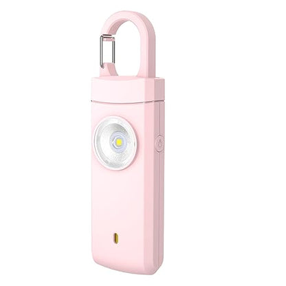 130dB Rechargeable Personal Alarm with Strobe Light & Low Battery Indicator - color: Pink