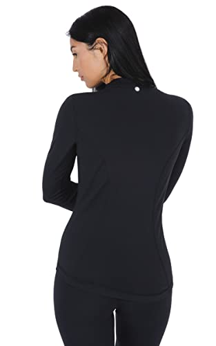 Yogalicious Womens Ultra Soft Lightweight Full Zip Yoga Jacket with Pockets - color: Black Nude Tech, size: Large