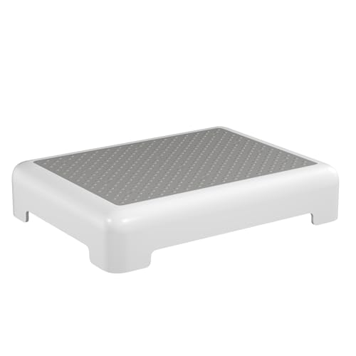 Mobility One Step Stool for Adult Elderly, Non-Slip Heavy Duty Indoor Outdoor Step Platform Assistive Device, Portable Riser for Car, Bed, Door, Stair, Bathroom, Black-Gray, White-Gray - color: White-gray