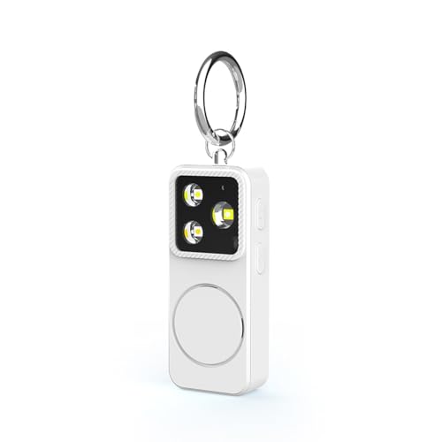 B11 Portable Lighting Women's Safety Alarm Device 150dB Buzzer Alarm Strobe Light Rechargeable with Charging Cable and Power Switch Night-time Flashlight Keychain (White - Lighting Alarm) - color: White - Lighting Alarm