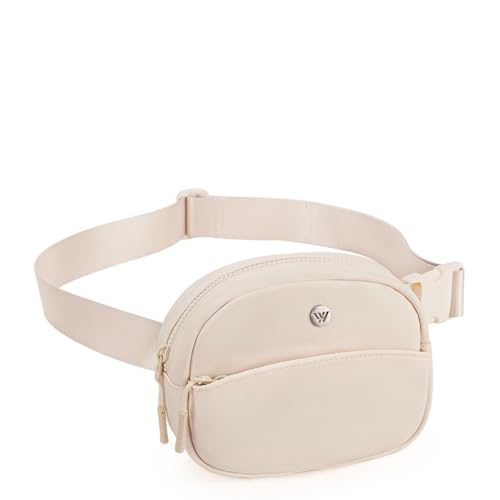 WESTBRONCO Fanny Packs for Women Men, Small Belt Bag Nylon, Lightweight Fashion Waist Packs, Mini Crossbody Bags with Adjustable Strap for Workout Running Traveling(Beige) - color: Beige-302