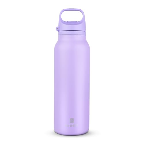 Insulated Thermo Water Bottle with Handle 20oz Stainless Steel Water Bottle Metal Water Flask Water Bottle for Hot and Cold Drink for Hiking, Workout, Gym, Travel (Purple, 600ml) - color: Purple