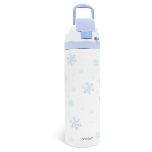 Christmas Snowflake Insulated Stainless Steel Water Bottle with Straw for Sports and Travel 24 Ounces for Women Girls Friends Teens Birthday - color: Christmas 1, size: 24 Ounces
