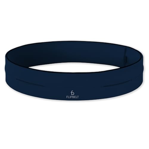 FlipBelt Classic Running Belt, Phone Holder for Running, Money Belt Pouch - color: Midnight Blue, size: Medium