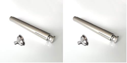 Stainless Steel 2oz Tube Flask Portable Mini Water Bottle & Funnel (Mirror Finish, Round Bottom) (Pack of 2) - color: Mirror Finish, size: Round Bottom (Pack of 2)