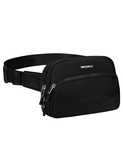 WATERFLY Fanny Pack Belt Bag for Men Women Casual Waist Pack - color: Black