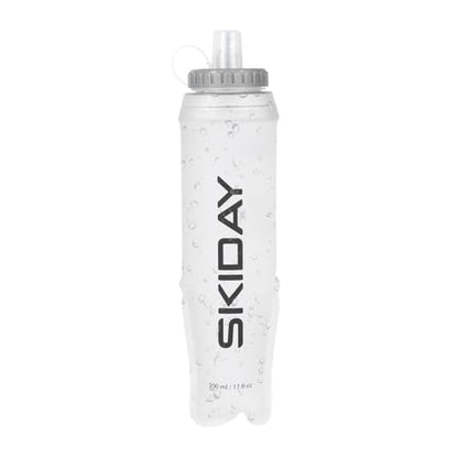 SKIDAY Soft Flask 500 ml - TPU Collapsible Soft Water Bottle - BPA-FREE Folding Water Bottle for Running Hiking & Cycling White