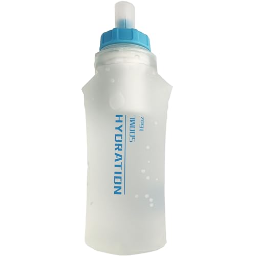 Collapsible Squeeze Soft Flask with Filter - Lightweight Bottle Water – 500 ml/17 OZ for Trail Running, Hiking, Travel, Cycling, and Fishing; BPA-Free (Transparent White) - color: White, size: 16.9 Ounces