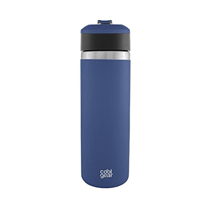 COOL GEAR 2 Pack System Pivot 22oz Stainless Steel Water Bottle | Silicone Tension Strap Water Bottle - Papaya/Blue - color: Papaya/Blue