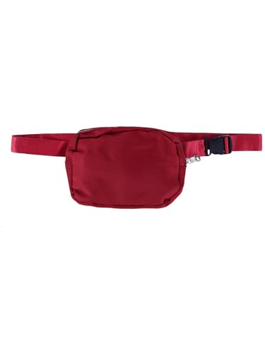CTM Nylon Rectangle Belt Bag, Burgundy - color: Burgundy