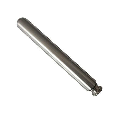 Stainless Steel 2oz Tube Flask Portable Mini Water Bottle & Funnel (Brush Finish, Round Bottom) - color: Brush Finish, size: Round Bottom