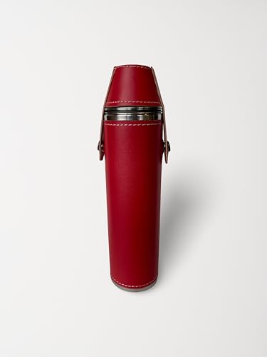 12oz Flask with 4 Shot Glasses – Stainless Steel with Waterproof Leather Case, Leakproof, Reusable and Travel-ready - color: Red, size: 12oz Standard