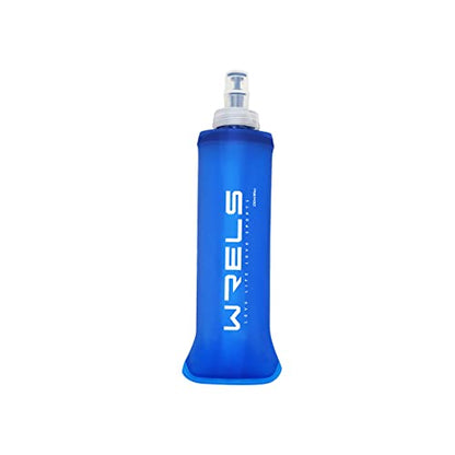 WRELS TPU Soft Flask Lightweight Portable Reusable Water Bottle,BPA Free Collapsible Flask for Hydration Pack in Running Hiking Cycling and Marathon - color: 250ml/8.45oz--Dark Blue