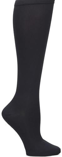 Nurse Mates Women's Wide Calf Socks | 12-14 mmHg Compression | Up to 22" Calf | One Size | 1 Pair - color: Black, size: One Size