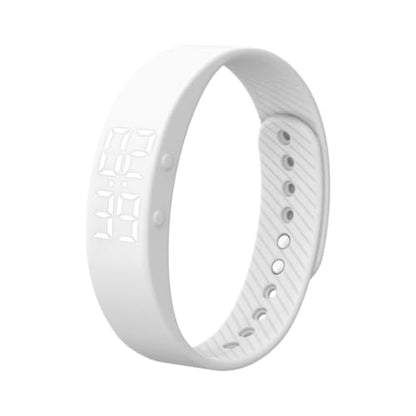Vibrating Alarm Wristband Clock for Heavy Sleepers, Wake Band Wrist Watch Silent Vibration Bracelet, 3D Step Counting, Calorie Detection, Silent Alarm, Precise Timing - color: White