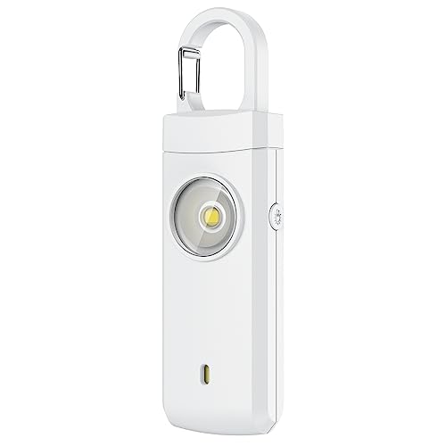 Rechargeable Personal Alarm for Women - Christmas Birthday Gifts for Women, Daughter, College Student, Teen Girl, Elders, Kids, Siren Alarm, USB Charging, White - color: White