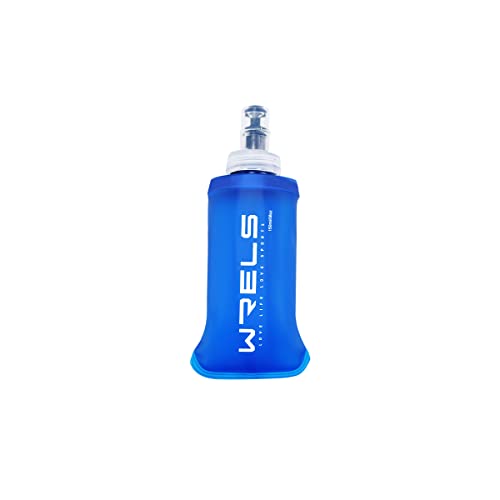 WRELS TPU Soft Flask Lightweight Portable Reusable Water Bottle,BPA Free Collapsible Flask for Hydration Pack in Running Hiking Cycling and Marathon - color: 150ml/5.07oz-Dark Blue