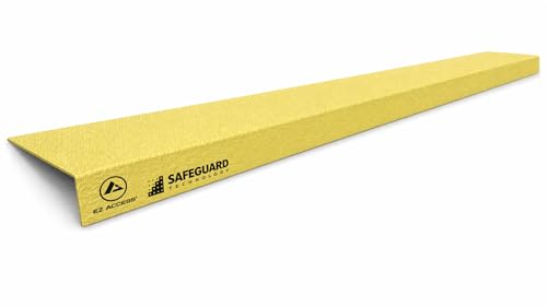 Safeguard Anti-Slip Stair Treads - Non-Slip Indoor Outdoor Step Grips & Traction Strips for Wood, Concrete & Decks, Industrial Grade FRP Fiberglass Bull Nose Design, Yellow - 30"x9"x1" (3-Pack) - color: Yellow, size: 30"x9"x1"