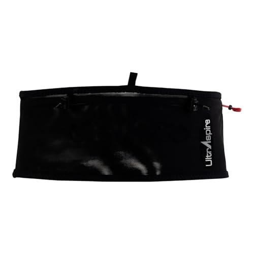 UltrAspire Fitted Race Running Waist Belt - Lightweight, Durable, Essential Pockets, 5 Sizes - color: 3.0 Black, size: X-Large (Waist Size: 37"-39")
