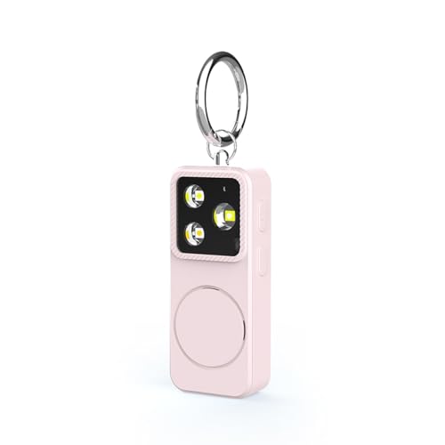 B11 Portable Lighting Women's Safety Alarm Device 150dB Buzzer Alarm Strobe Light Rechargeable with Charging Cable and Power Switch Night-time Flashlight Keychain (Pink - Lighting Alarm) - color: Pink - Lighting Alarm