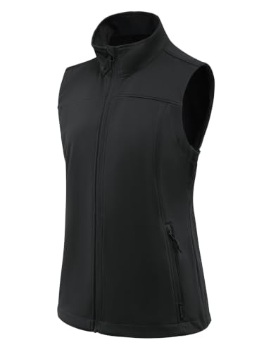 baleaf Women's Lightweight Running Vest Sleeveless Softshell Jacket - color: Black, size: X-Small