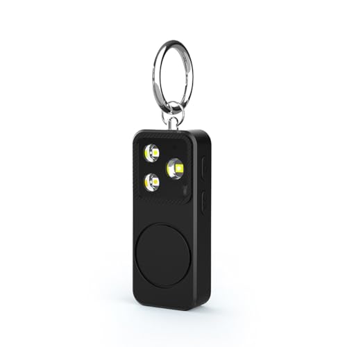 B11 Portable Lighting Women's Safety Alarm Device 150dB Buzzer Alarm Strobe Light Rechargeable with Charging Cable and Power Switch Night-time Flashlight Keychain (Black - Lighting Alarm) - color: Black - Lighting Alarm