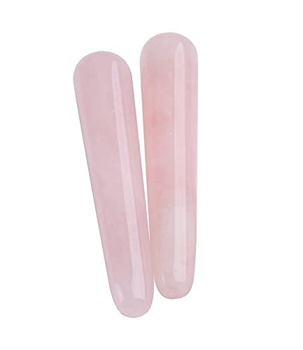 AMOYSTONE Rose Quartz Crystal Massage Wand Pink - color: Pink