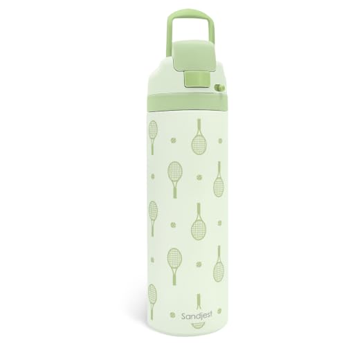 Tennis Insulated Stainless Steel Water Bottle with Straw for Sports and Travel 24 Ounces for Women Girls Friends Teens Birthday - color: Tennis, size: 24 Ounces