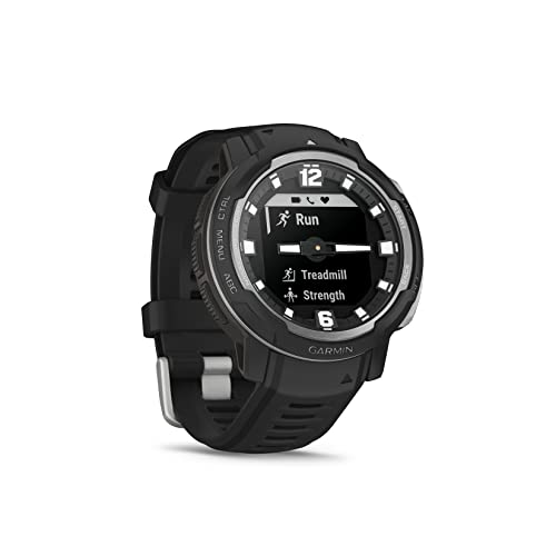 Garmin Instinct Crossover, Rugged Hybrid Multisport GPS Smartwatch, Black | Heart Rate Monitor, Analog Hands and Digital Display, Up to 28 Day Battery Life with Signature Series Charging Bundle - color: Standard - Black, style: Charging Bundle