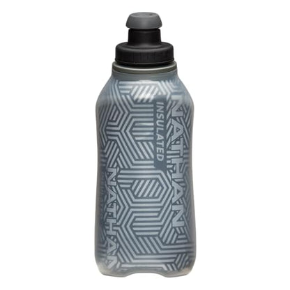 Nathan SpeedDraw 2 Insulated Handheld Running Water Bottle Flask – Double-Wall Insulation, Ergonomic Grip, Blast Valve Cap, Phone & Key Storage Pockets, Reflective Design - 12oz Insulated - Black - color: 12oz Insulated - Black