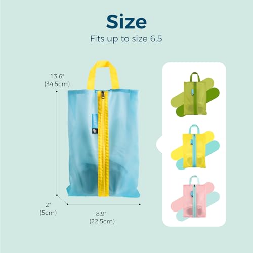 pack all Kids Shoe Bag for Travel, Water-Resistant Shoe Pouch for Sports - color: Blue