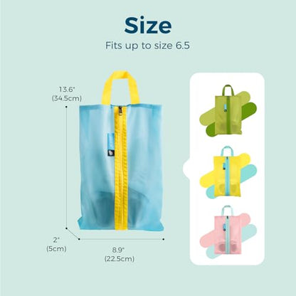 pack all Kids Shoe Bag for Travel, Water-Resistant Shoe Pouch for Sports - color: Blue