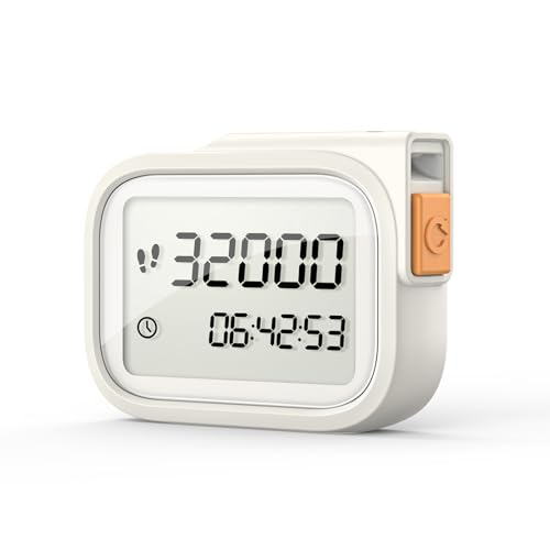 3D Pedometer for Walking, Accurate Digital Step Counter with Removable Lanyard, Fitness Tracker for Daily Activity Step & Sport Time Data-10-Step Smart Calibration - color: Off-white
