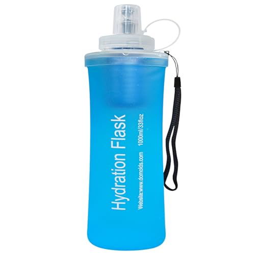 Collapsible Water Bottle with Filter for Travel Hiking Camping 1L - color: Blue-1L