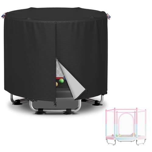 Kids Trampoline Cover 55-60 Inch Round – Heavy Duty 600D Waterproof Outdoor Trampoline Cover, UV Resistant & Windproof, All-Weather Protection for Children's Round Trampolines - size: 62IN