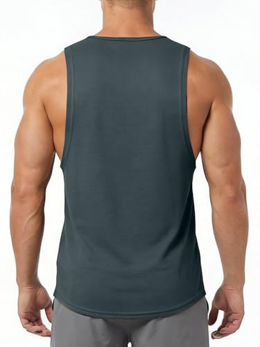 Men's Sleeveless Workout Tank Top Quick Dry Gym Muscle Bodybuilding Vest Breathable Lightweight Summer Athletic Tops - color: Grey, size: Medium