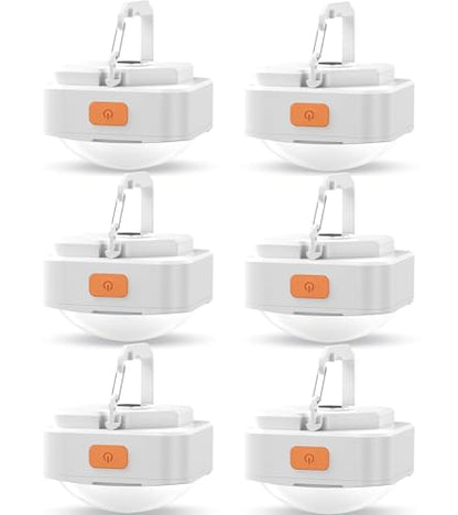 FLY2SKY 6Pack LED Rechargeable Camping Lights Tent Lantern Mini Emergency - style: 6 Pcs White