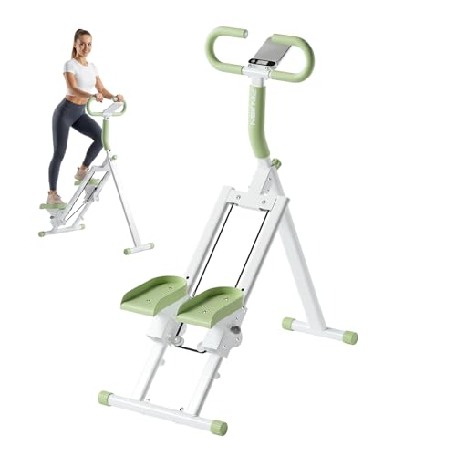 Stair Stepper for Home, Folding Vertical Stair Stepper Machine for Full Body Workout, Portable Stepper Exercise Machine with Handlebar & Digital Monitor, Step Climber Fitness Equipment - color: Green, size: 51 IN