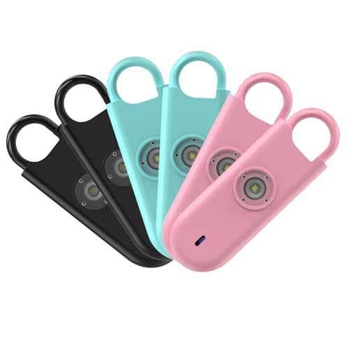Fauxomor 140dB Personal Safety Alarm for Women 6pack Self Defense Keychain - color: 2Pink+2Blue+2Black