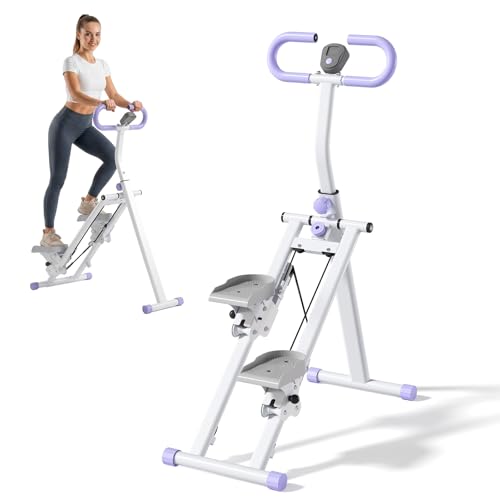 Stair Stepper for Home, Folding Vertical Stair Stepper Machine for Full Body Workout, Portable Stepper Exercise Machine with Handlebar & Digital Monitor, Step Climber Fitness Equipment - color: Purple, size: 49 IN