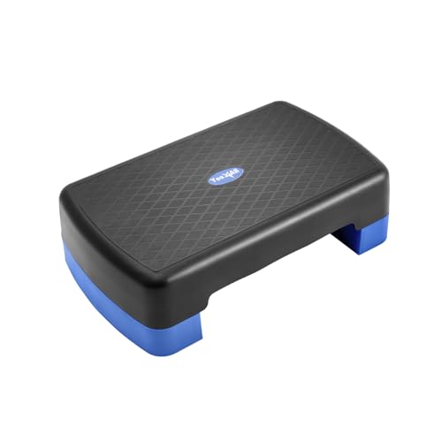 Yes4All Aerobic Exercise Step Platform, Exercise Stepper with Risers for Cardio and Strength Training, Workout Stepper for Home Gym - color: C. Blue/Black