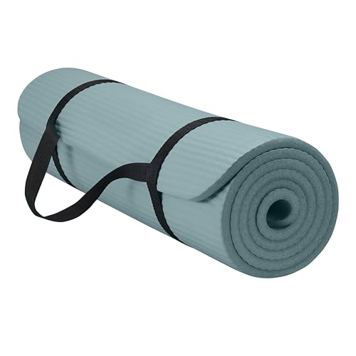 Gaiam Thick Yoga Mat, Exercise & Fitness Mat with Easy-Cinch Carrying Strap - color: Balsam, size: 2/5" (10MM)