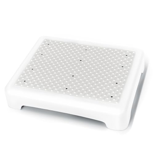 GWNF 3.35" Step Stool, SGS-Tested 600 lb, for Adults & Seniors, White/Grey - color: White Grey
