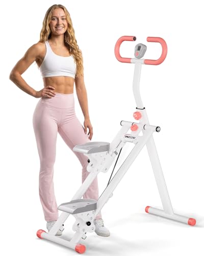 Stair Stepper for Home, Folding Stair Climber with LCD Monitor, Quiet Cardio Machine for Full Body Workout & Glute Training, 300LB Capacity - color: WHITE