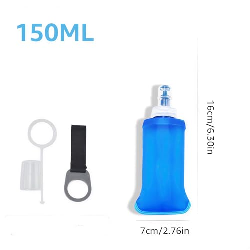 3-Pack Soft TPU Water Flask 150ML, Shrink As You Drink Bottle for Hydration Pack, Folding Sports Water Bottle Ideal for Running, Hiking, Cycling, Climbing