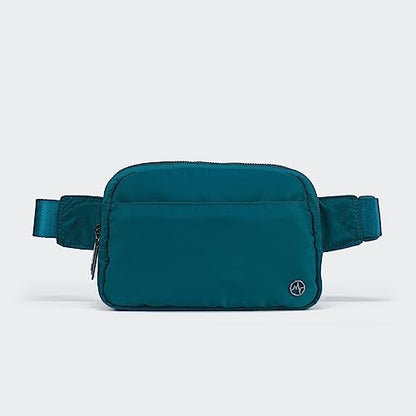 Pander Nylon Fanny Pack Belt Bag for Women with 5 Zipper Pockets - color: Teal Blue