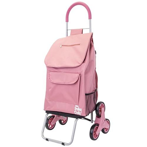 dbest Products Stair Climber Trolley Dolly with Backpack Straps, Shopping cart Grocery Foldable Condo Apartment - color: Dusty Rose, style: Backpack Straps