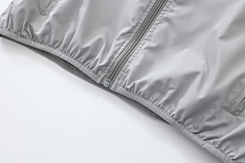 Men's Lightweight Waterproof Jacket Packable Windbreaker - color: Light Grey, size: 3X-Large