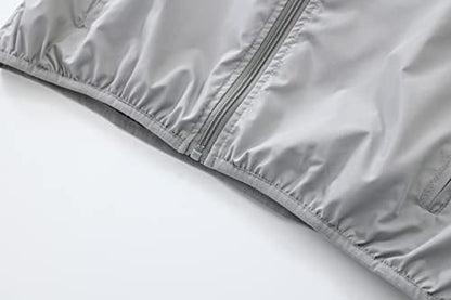 Men's Lightweight Waterproof Jacket Packable Windbreaker - color: Light Grey, size: 3X-Large